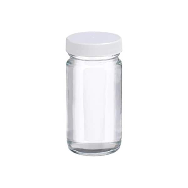Cp Lab Safety. Wheaton 4 oz Clear Wide Mouth Straight Side Glass Bottles 48-400 PTFE Lined Caps Case of 24 W217002 - main
